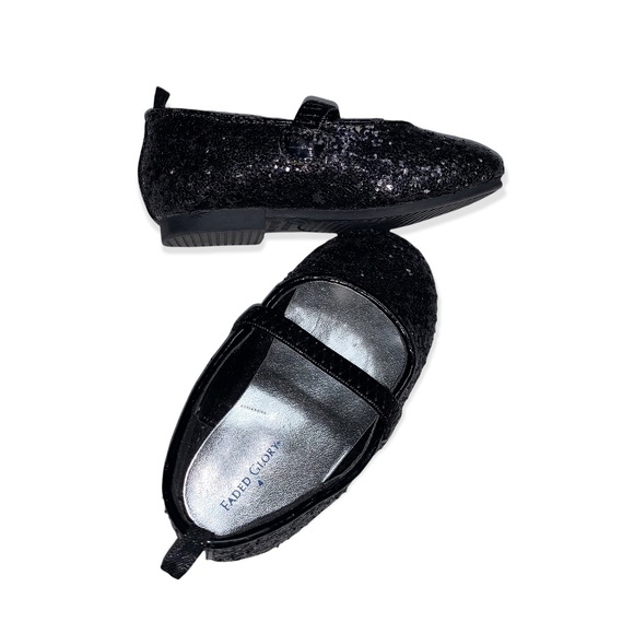 🆕 Black Glitter slip on Toddler Baby shoes ballet flats Strap Holiday Christmas - Picture 5 of 7